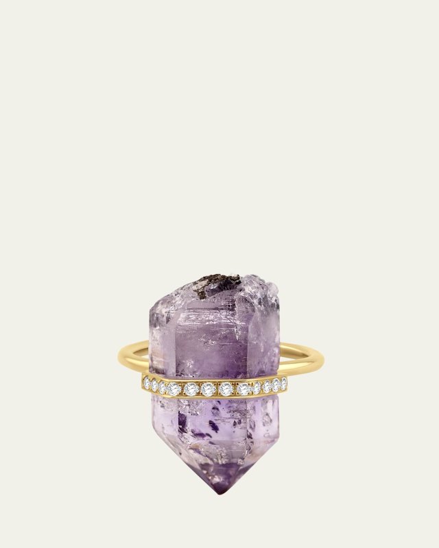 Crystalline Veracruz Amethyst Diamond Bar Ring